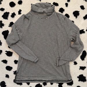 Madewell Size L Black and White Striped Lightweight Turtleneck